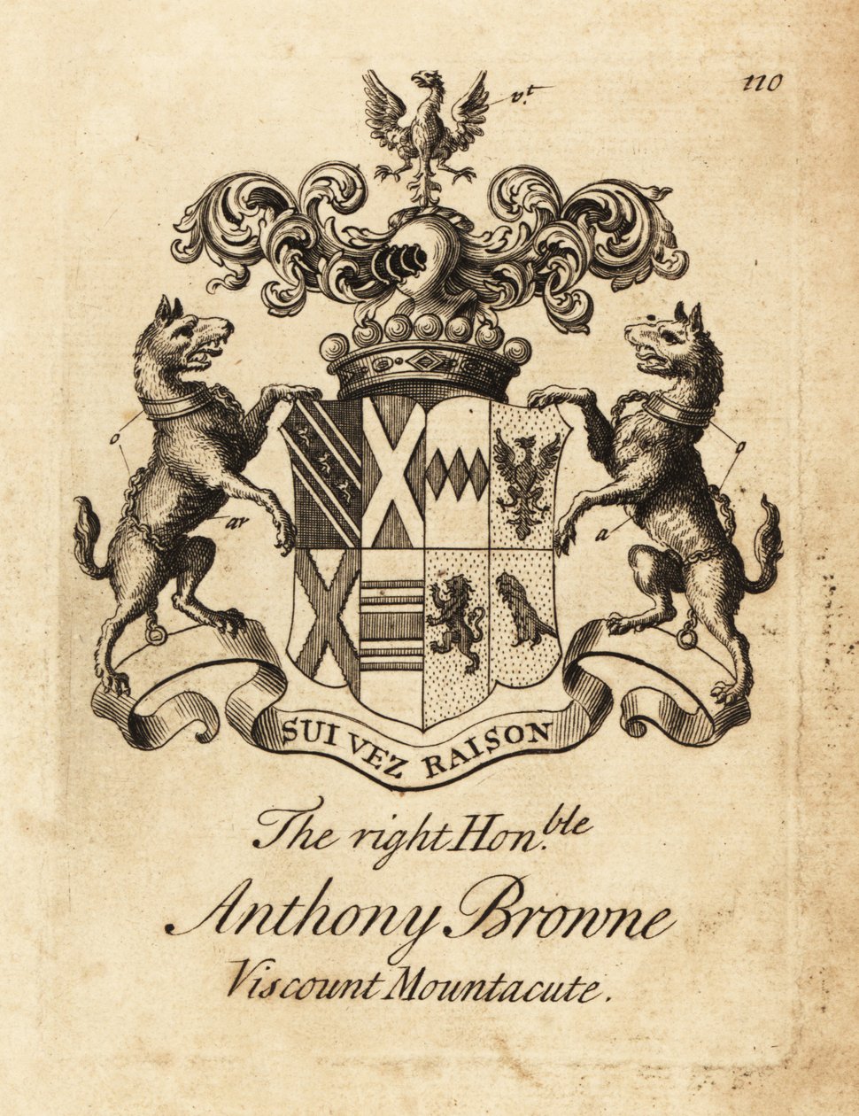Våpenskjold til Høyre ærede Anthony Browne, Viscount Mountacute eller Viscount Montagu av Andrew Johnston
