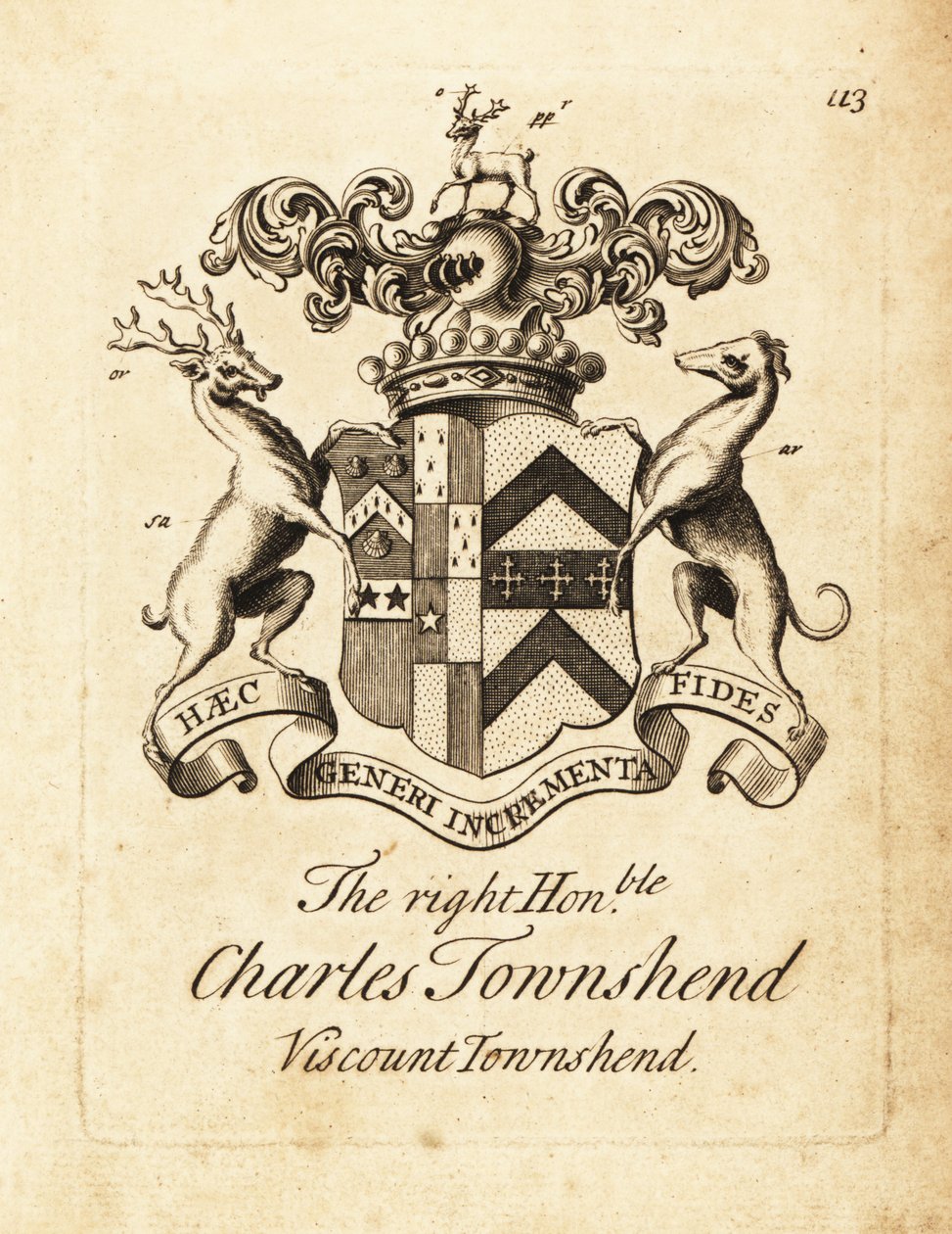 Våpenskjold til høyre ærede Charles Townshend, 2. Viscount Townshend av Andrew Johnston