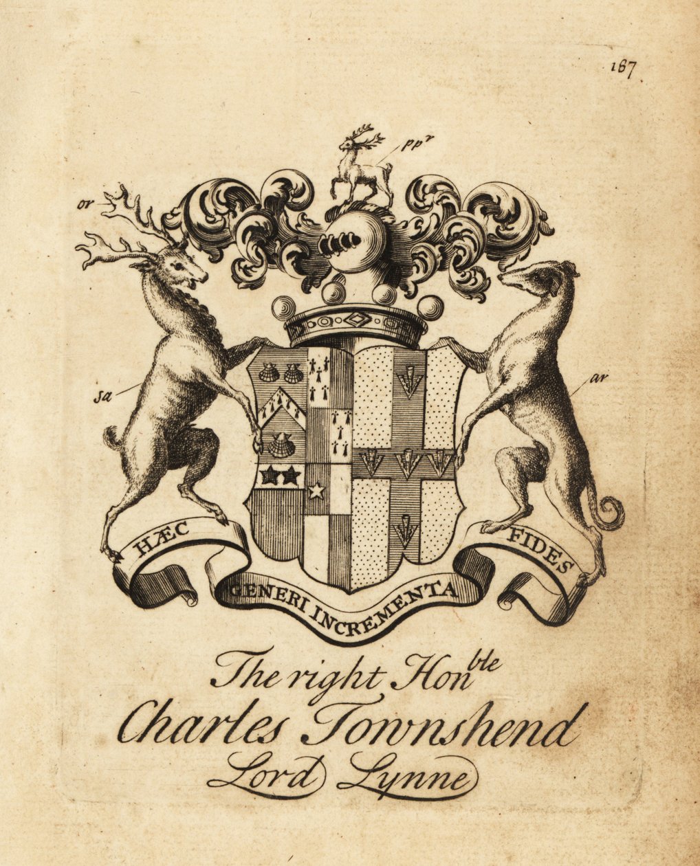 Våpenskjold til høyre ærede Charles Townshend, Lord Lynne, 3. Viscount Townshend av Andrew Johnston