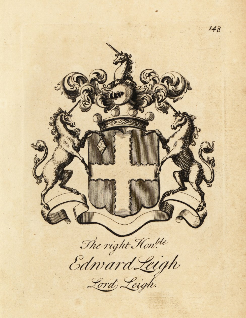 Våpenskjold til høyre ærede Edward Leigh, Lord Leigh, 3. Baron Leigh av Andrew Johnston