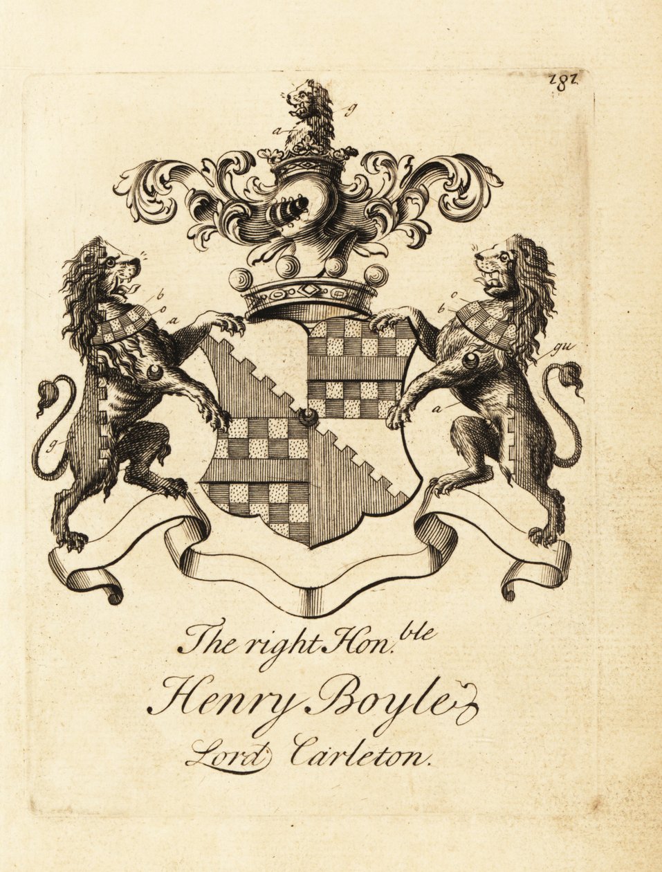 Våpenskjold til høyre ærede Henry Boyle, Lord Carleton av Andrew Johnston