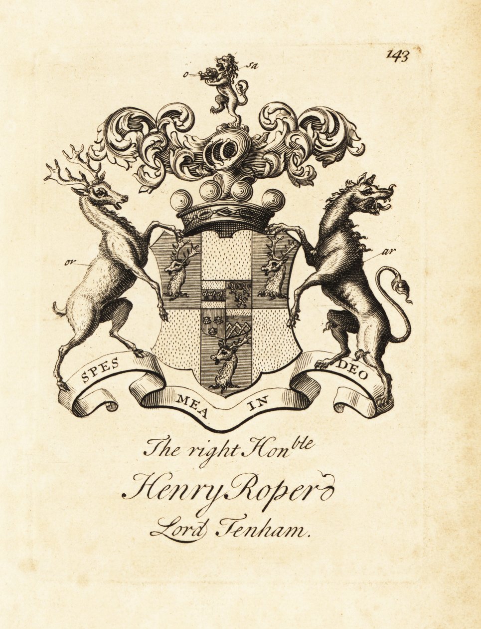 Våpenskjold til høyre ærede Henry Roper, Lord Tenham av Andrew Johnston