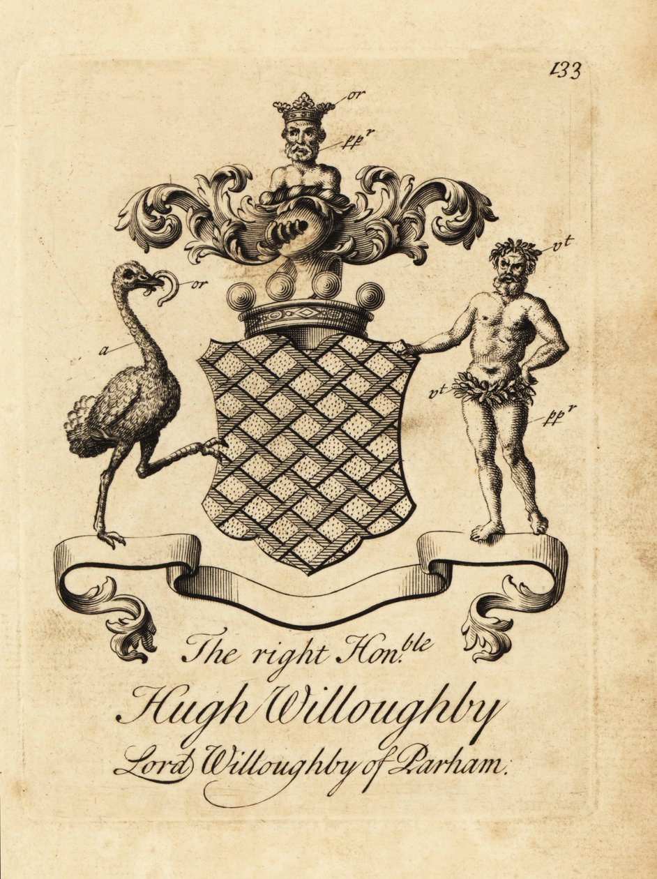 Våpenskjold til høyre ærede Hugh Willoughby, Lord Willoughby av Parham av Andrew Johnston