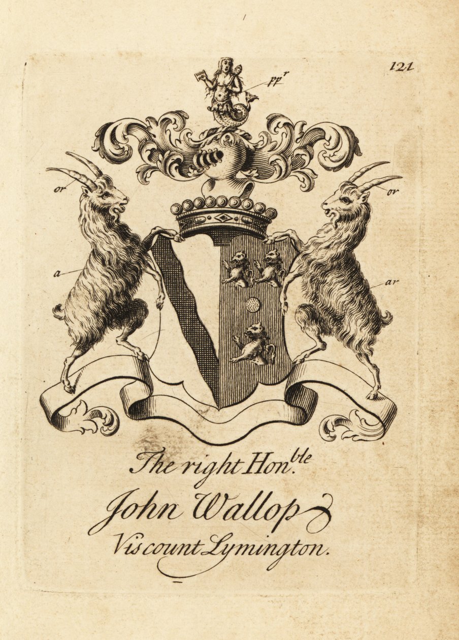 Våpenskjold til høyre ærede John Wallop, Viscount Lymington av Andrew Johnston
