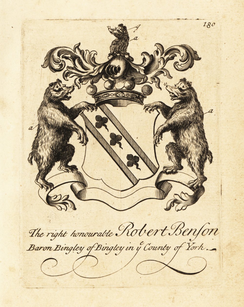 Våpenskjold til høyre ærede Robert Benson, Baron Bingley av Bingley i County of York av Andrew Johnston