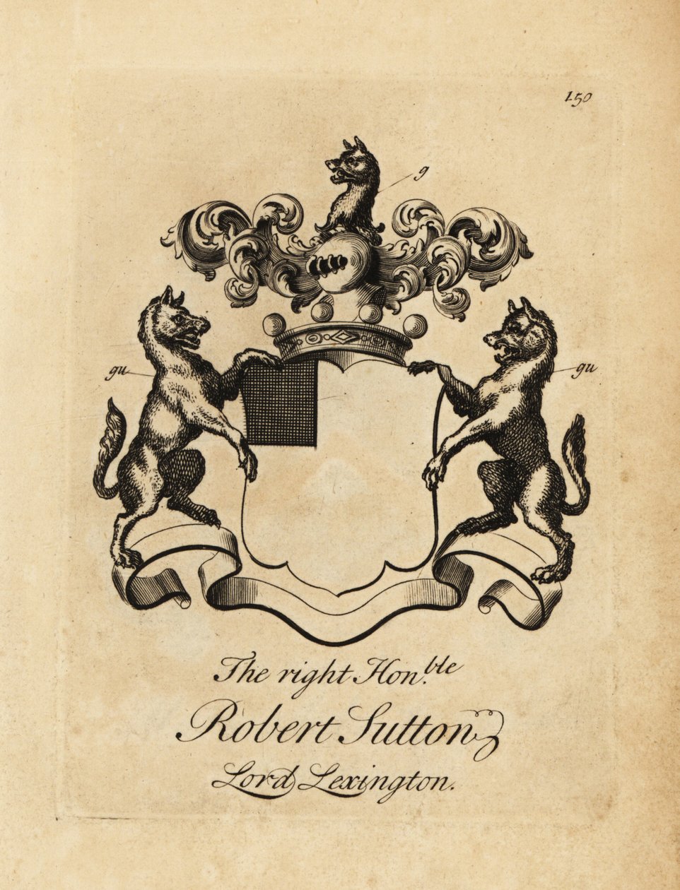 Våpenskjold til høyre ærede Robert Sutton, Lord Lexington, 2nd Baron Lexington (1662-1723) av Andrew Johnston
