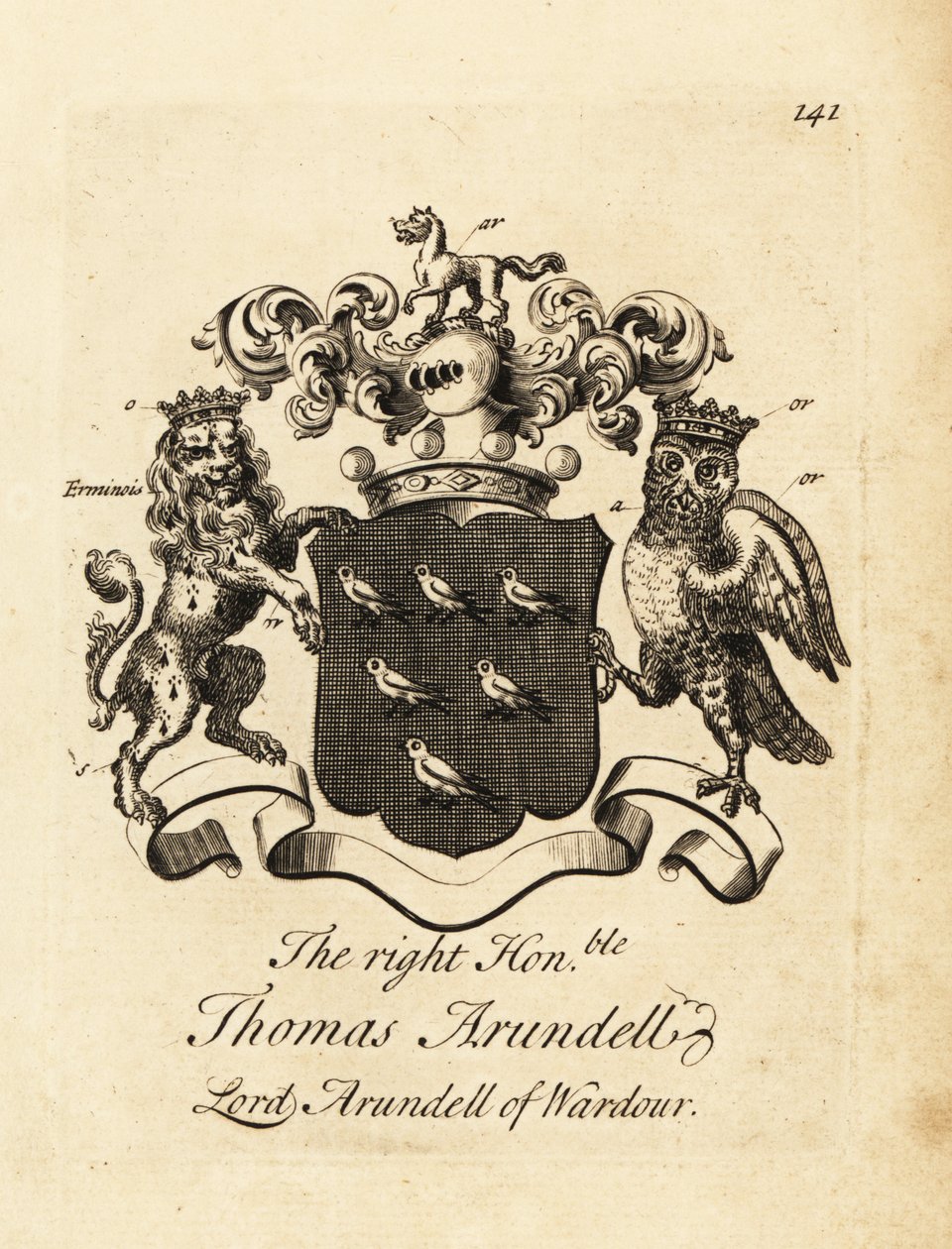 Våpenskjold til høyre ærede Thomas Arundell, Lord Arundell av Wardour, 7. baron Arundell av Wardour av Andrew Johnston