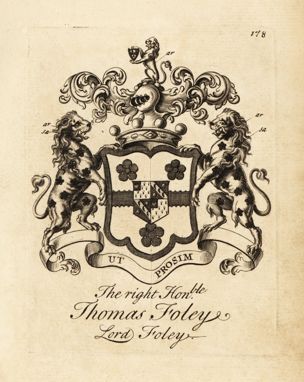 Våpenskjold til høyre ærede Thomas Foley, Lord Foley av Andrew Johnston