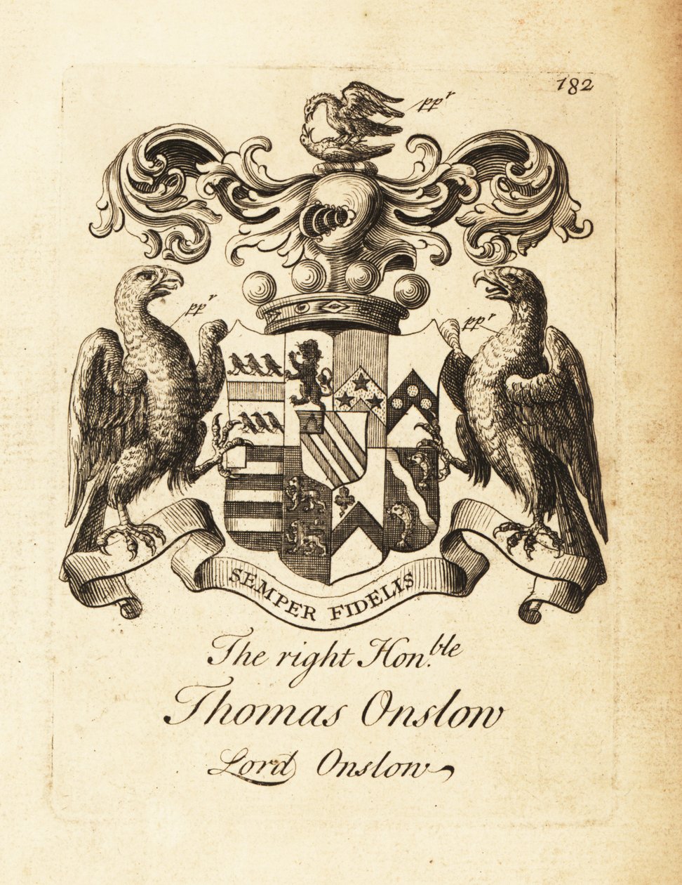 Våpenskjold til høyre ærede Thomas Onslow, Lord Onslow, 2nd Baron Onslow av Andrew Johnston