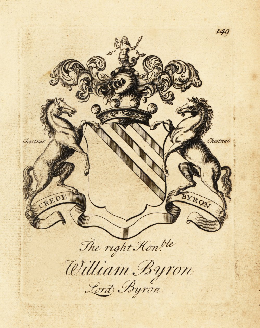 Våpenskjold til høyre ærede William Byron, Lord Byron, 4. baron Byron (1670-1736) av Andrew Johnston