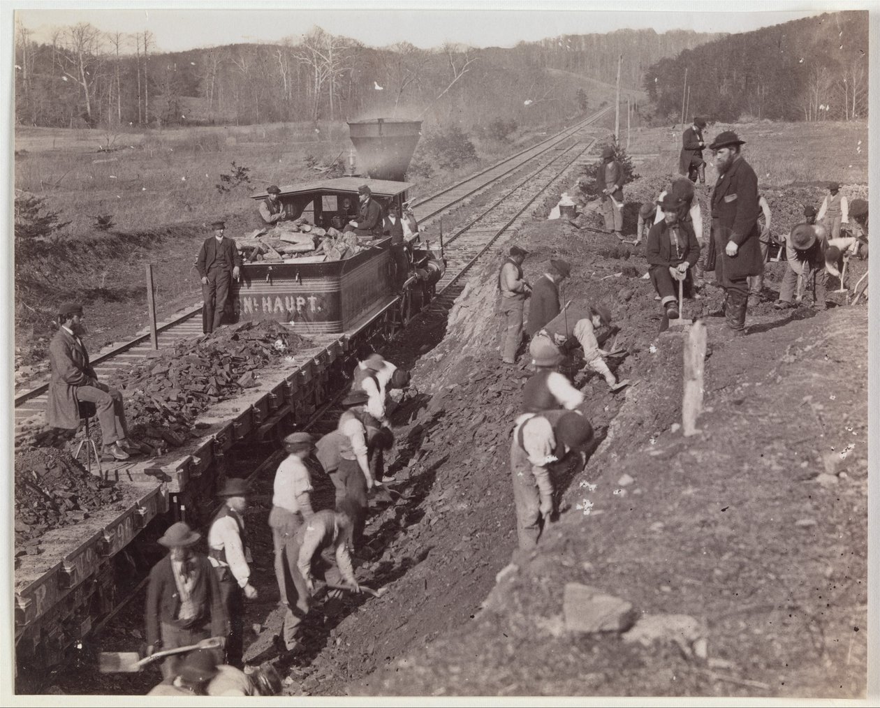 Utgraving for "Y" ved Devereaux Station, Orange & Alexandria Railroad av Andrew Joseph Russell