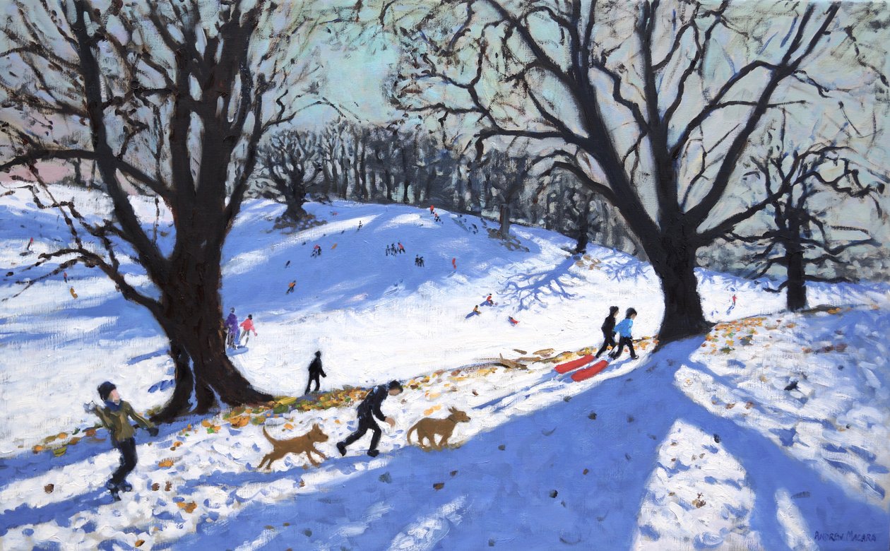 Juledag, Calke Abbey, Derby, 2017 (olje på lerret) av Andrew Macara