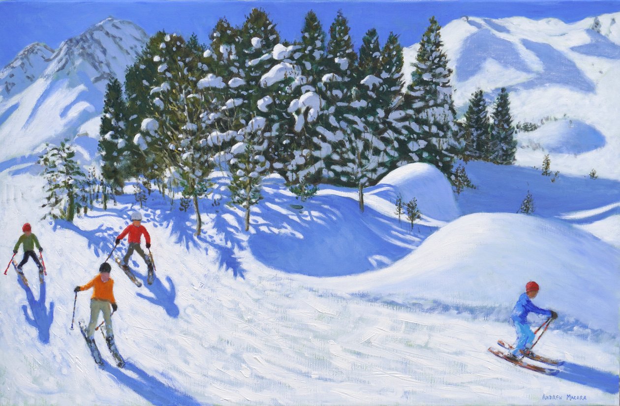 Fire alpinister, 2024, (olje på lerret) av Andrew Macara