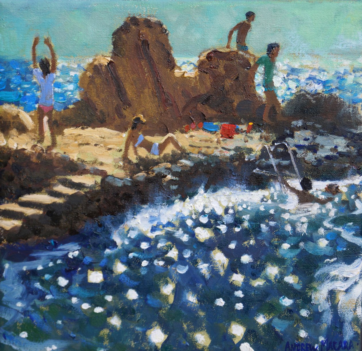 Sea sparkle, Rovinj, 2016 (olje på lerret) av Andrew Macara