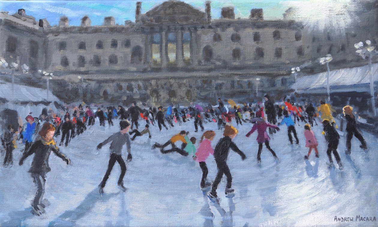 Skøyting, Middag, Somerset House, 2013 (olje på lerret) av Andrew Macara