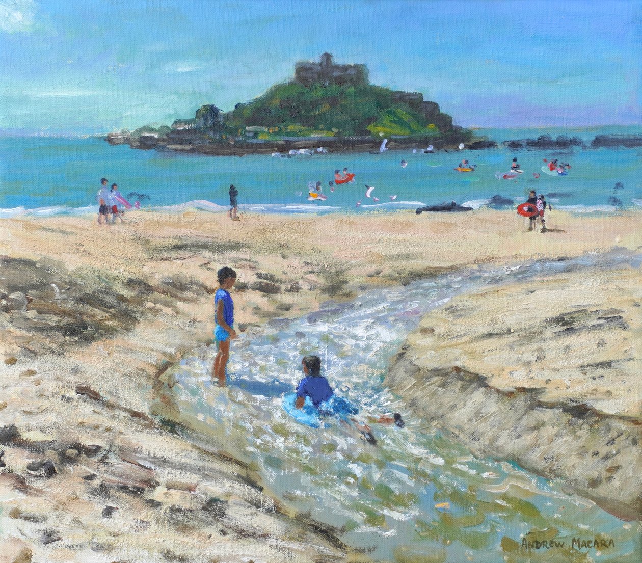 St. Michaels Mount, Marazion, Cornwall, 2024 (olje på lerret) av Andrew Macara