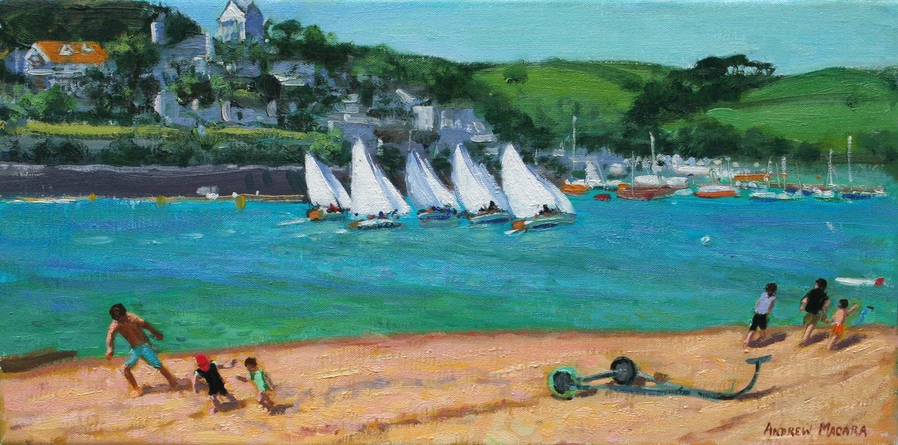 Summer Regatta, Salcombe, 2018 (olje på lerret) av Andrew Macara