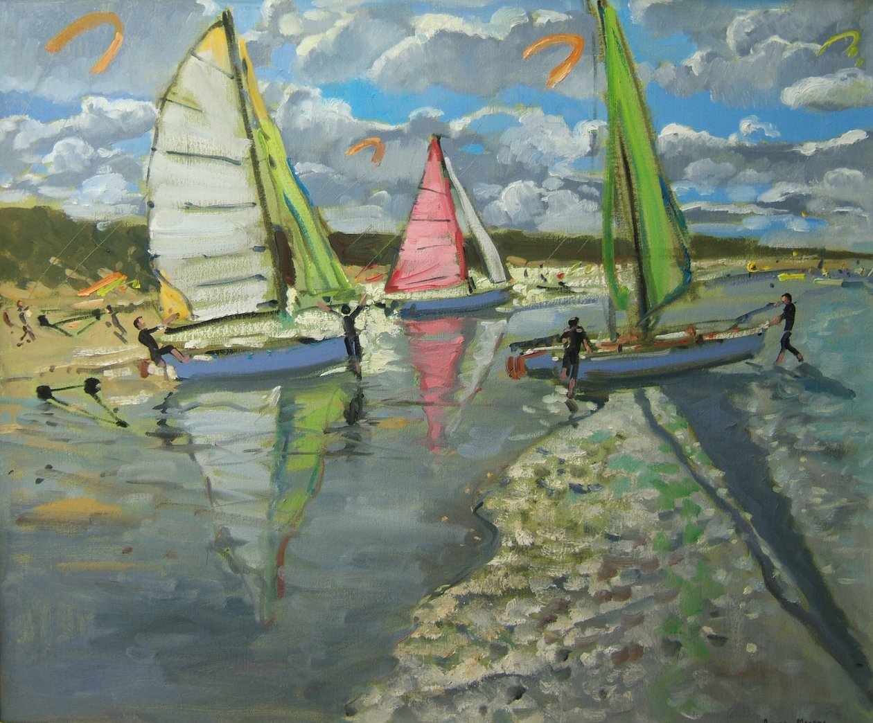 Tre seilbåter, Bray Dunes, Frankrike av Andrew Macara