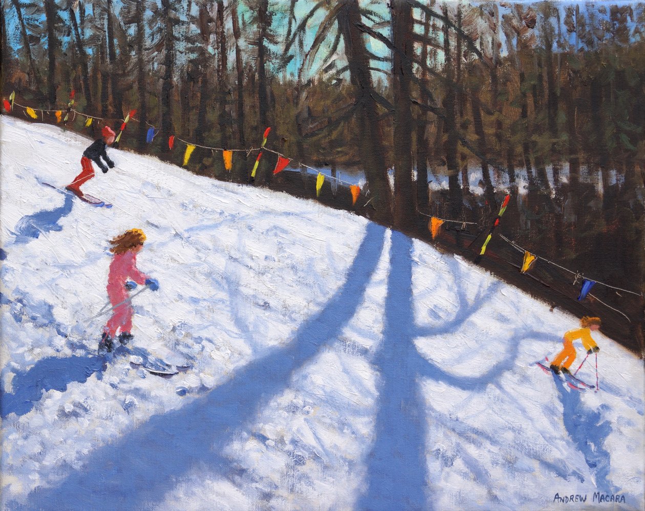 Three Valleys ski ,2018,(olje på lerret) av Andrew Macara