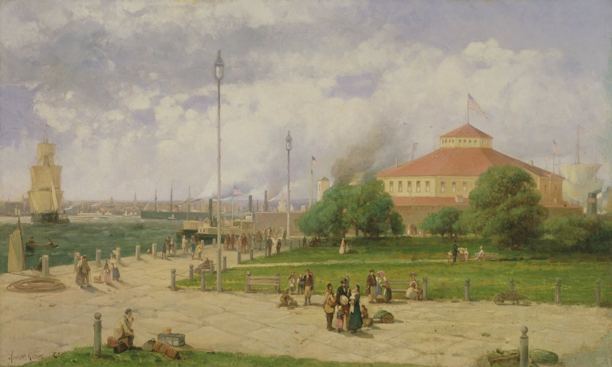 New York havn og slottshage, 1885 av Andrew Melrose