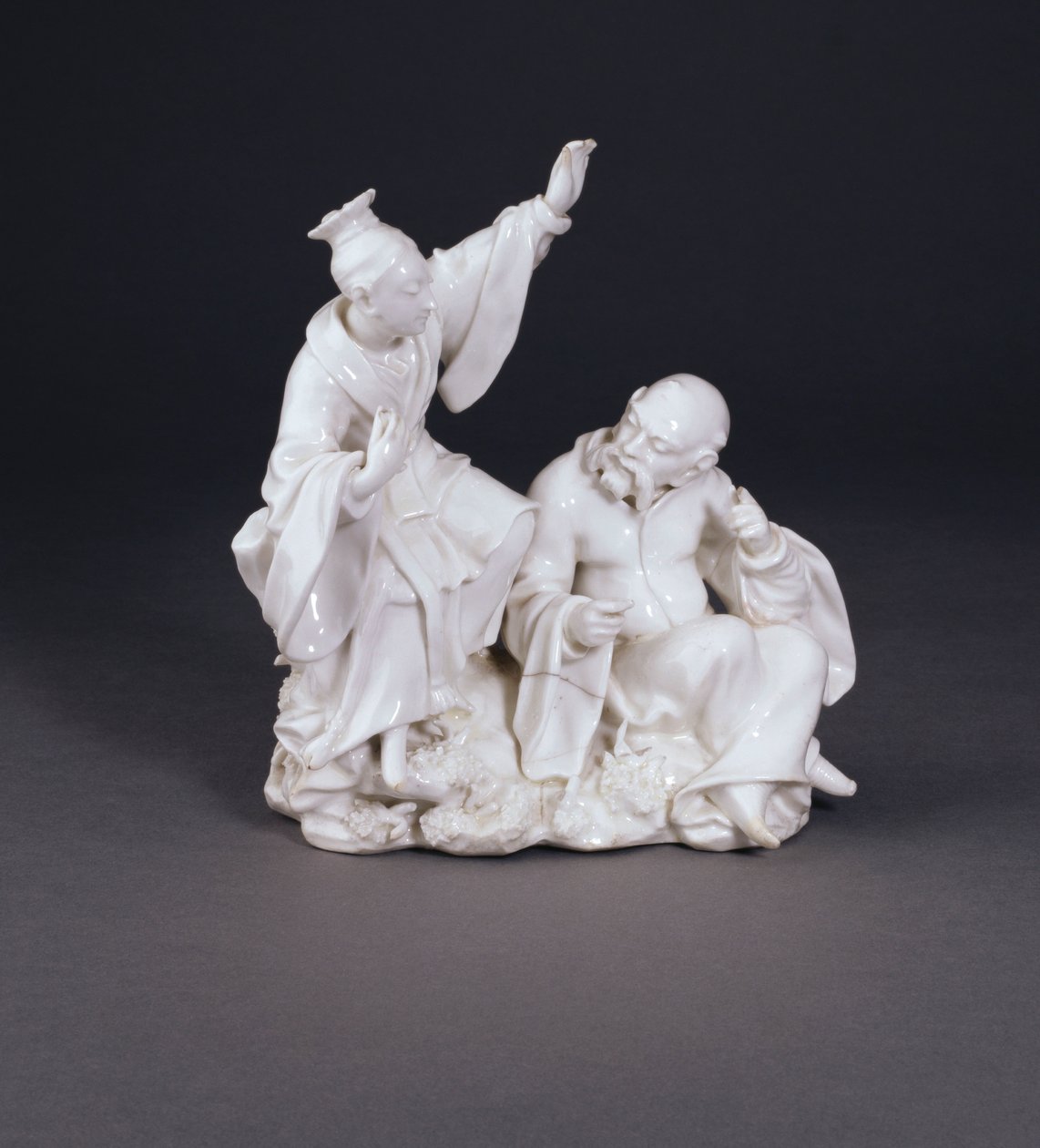 En Derby tørrkant Chinoiserie-gruppe emblematisk for å høre fra et sett av sansene, ca. 1750-52 (Kina) av Andrew Planché