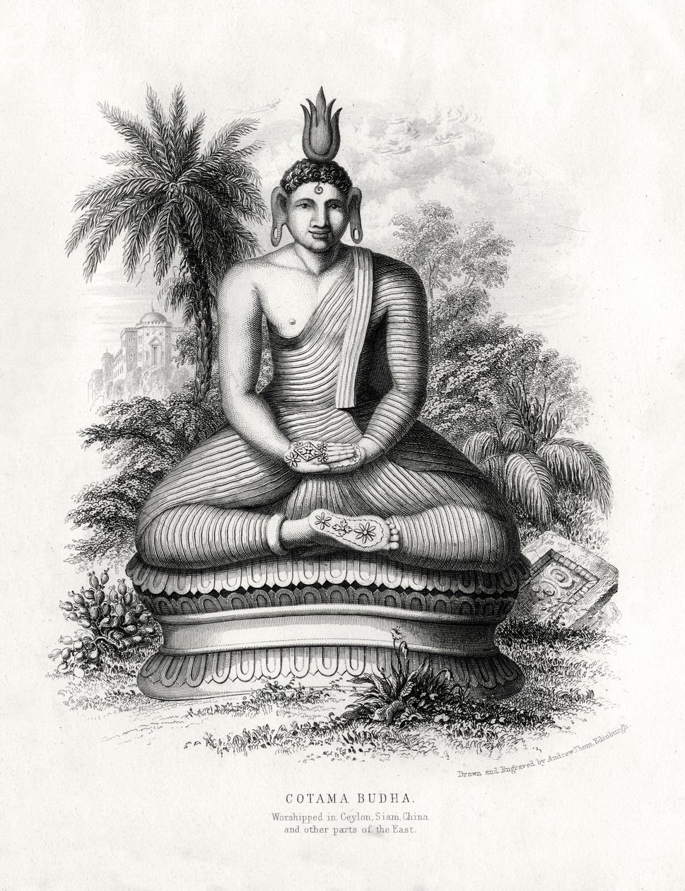 Cotoma Budha, tilbedt i Ceylon, Siam, Kina, 1800-tallet av Andrew Thom