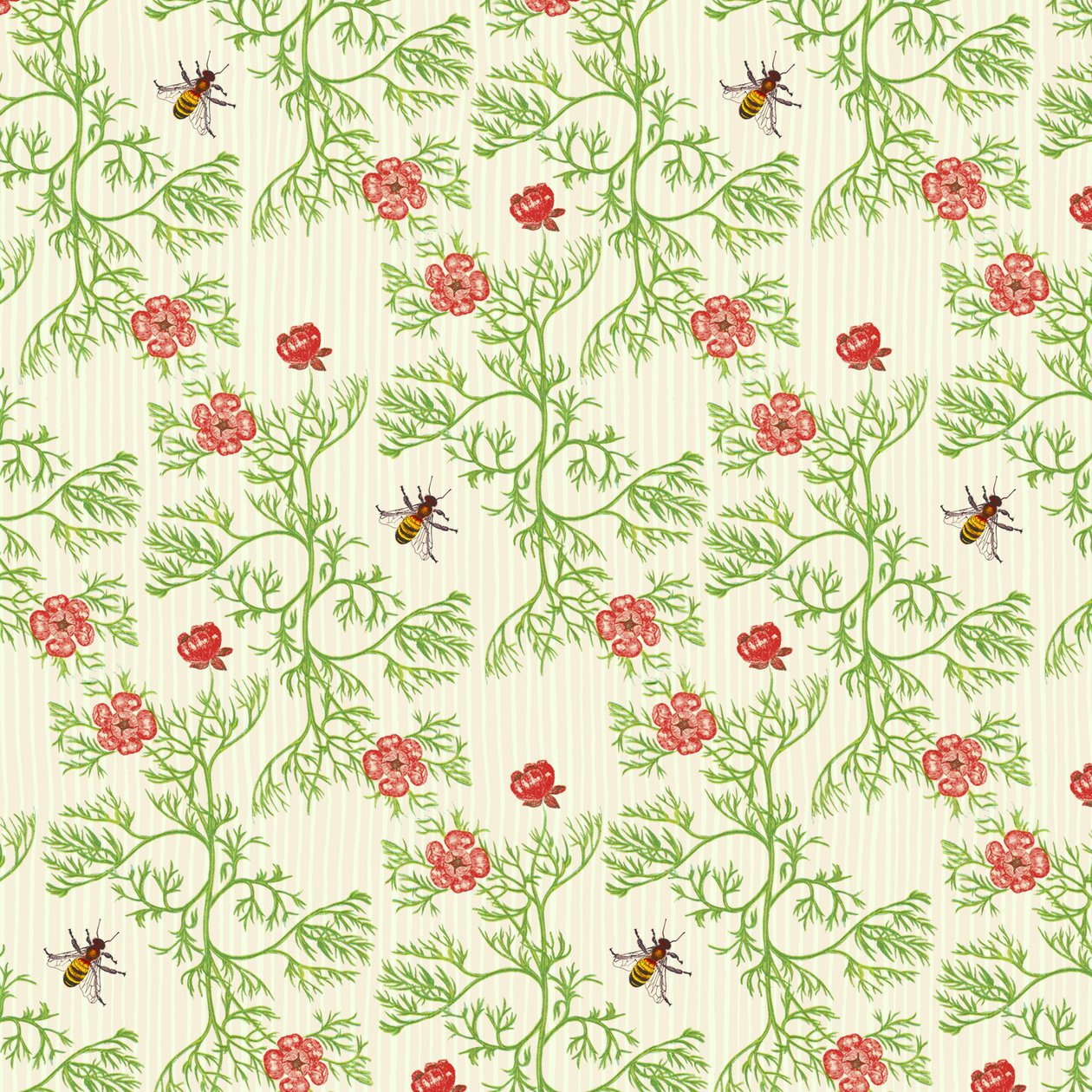 Honey Bee Floral, 2017 (blekk akvarell, digital) av Andrew Watson