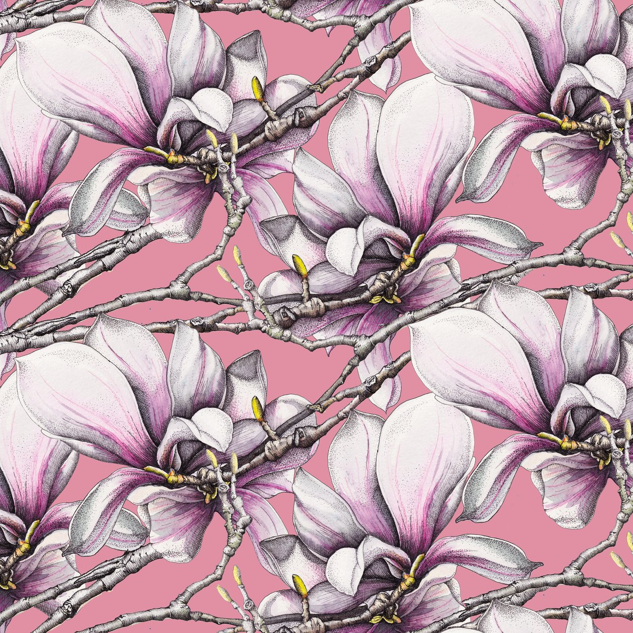 Magnolia, 2019 (akvarell, penn) av Andrew Watson