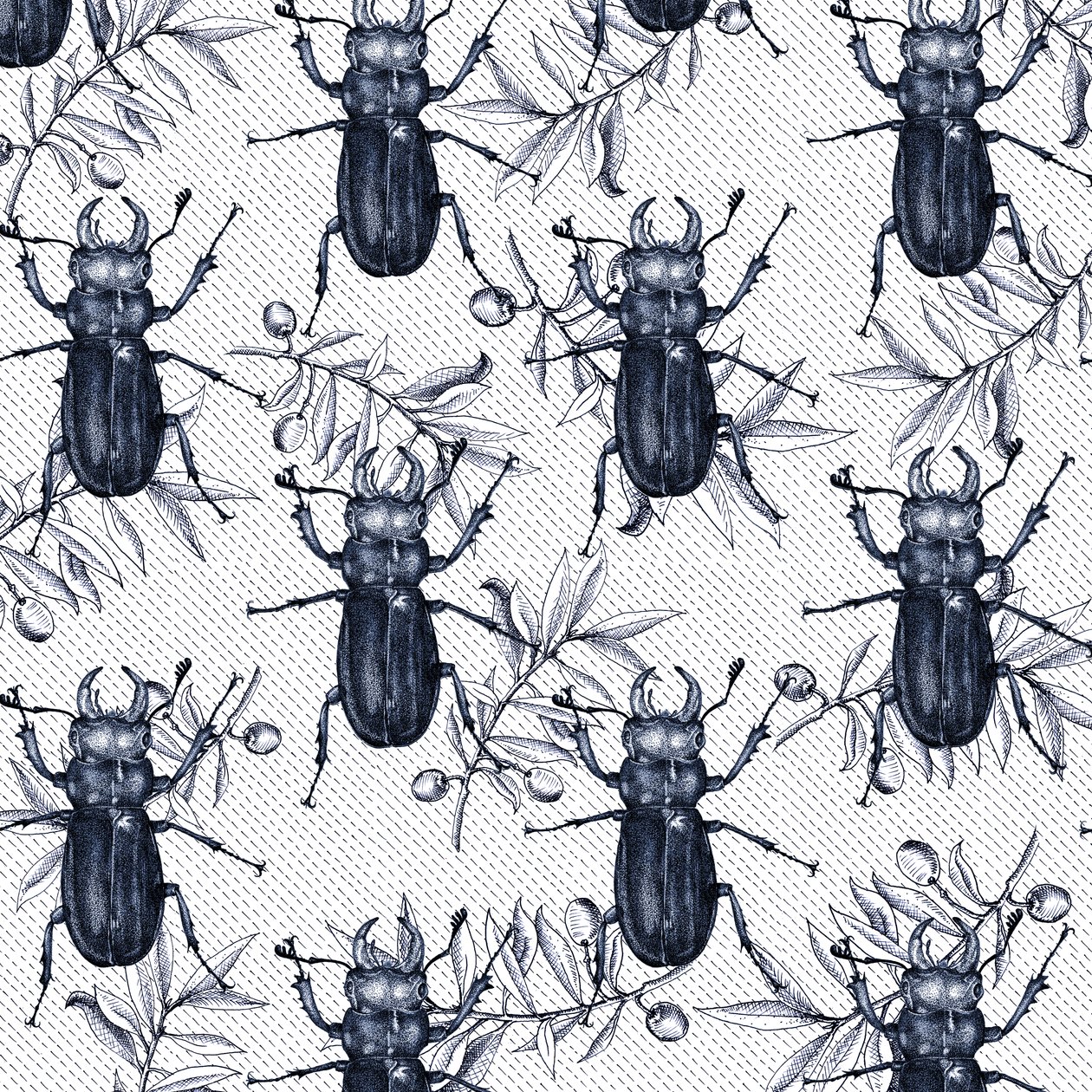Stag Beetles, 2017, Ink av Andrew Watson