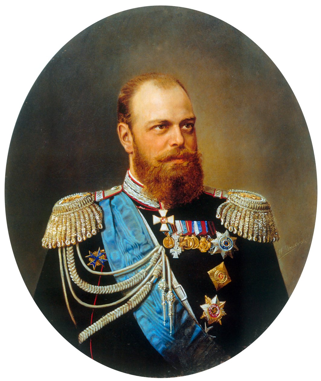 Portrett av keiseren Alexander III, 1845-1894, 1800-tallet. av Andrey Nikolayevich Shilder