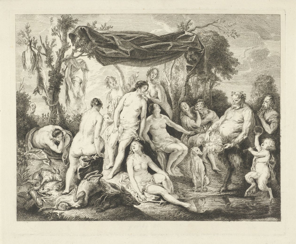 Bader Diana en Silenus av Andries Lens