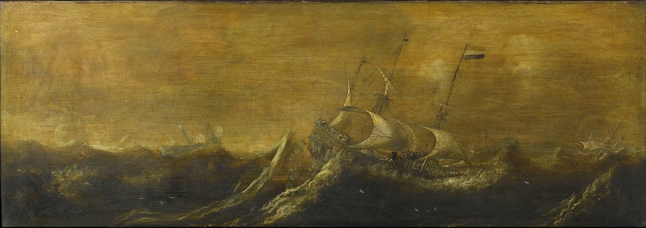 Skip i en storm av Andries van Eertvelt (attributed to)