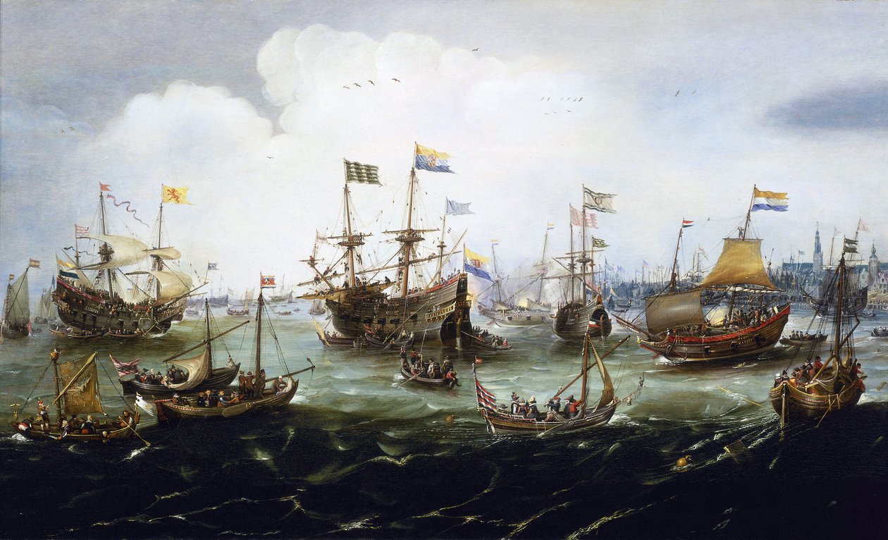 Retur av den nederlandske flåten, 1. mai av Andries van Eertvelt