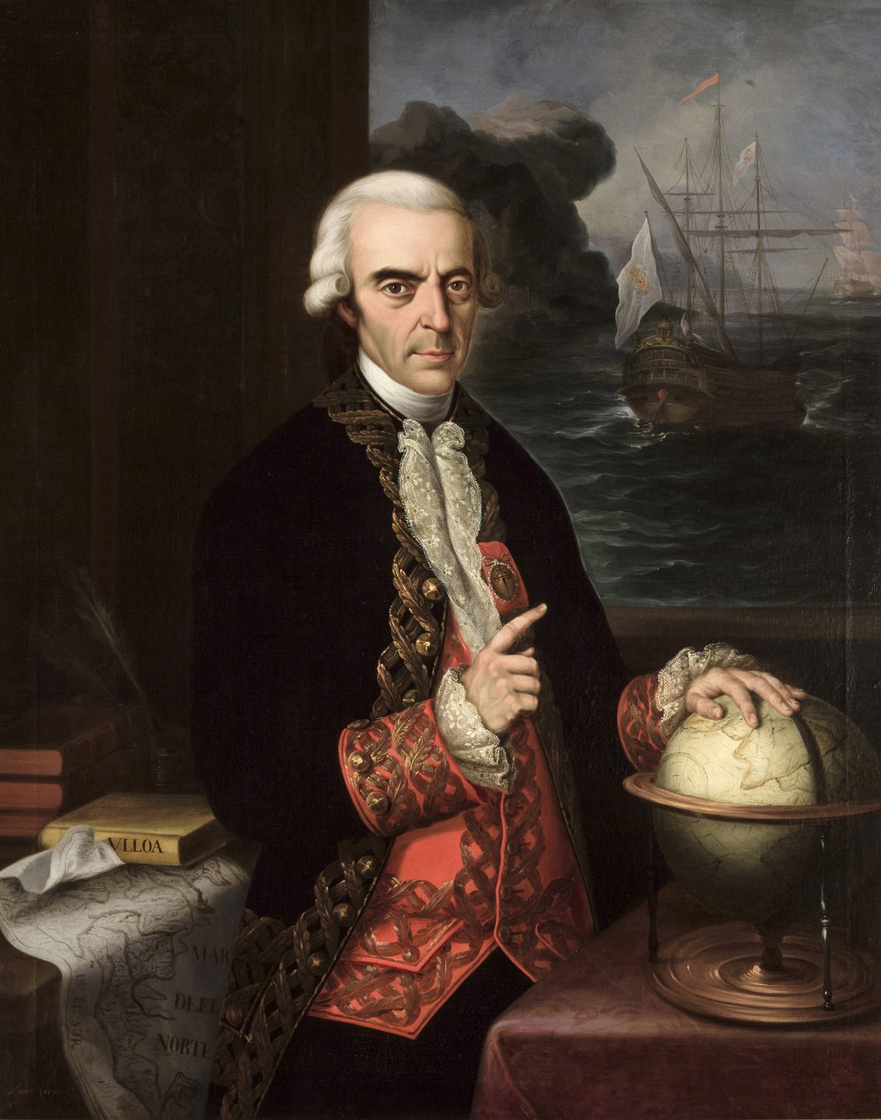 Romantikk : Portrett av Antonio de Ulloa (1716-1795) av Cortes y Aguilar, Andres (1812-1879), ca 1856. Olje på lerret av Andrés Cortés y Aguilar