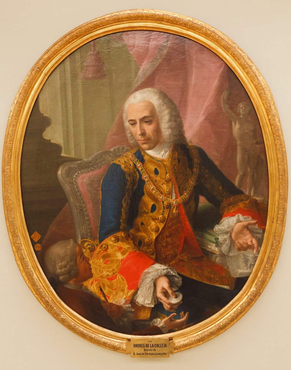 Portrett av Don Jose de Carvajal y Lancaster med barnet, Mariano Sanchez, 1754 av Andrés de la Calleja