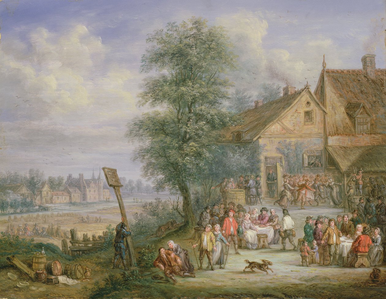 En fest på høstetid med huset til Drij Toren i bakgrunnen (se 332885 for par) av Angel Alexio Michaut