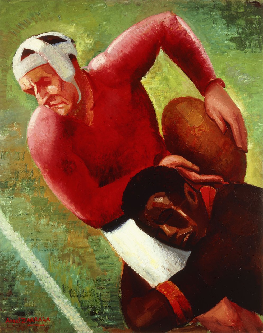 Fotball Move; Fotballspill, ca. 1925 (olje på lerret) av Ángel Zárraga