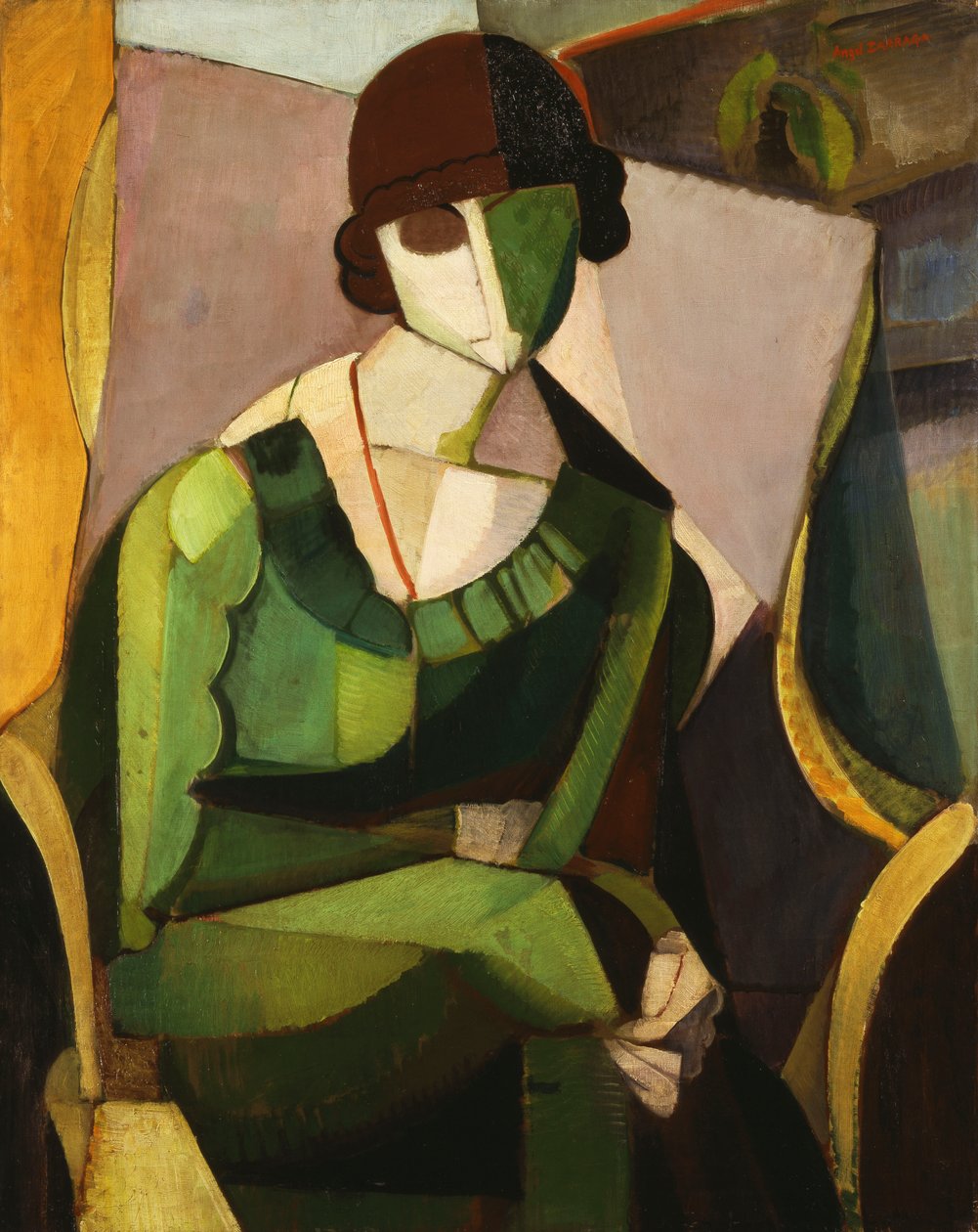 Portrett av en dame i grønt; Portrett av Lady in Green av Ángel Zárraga