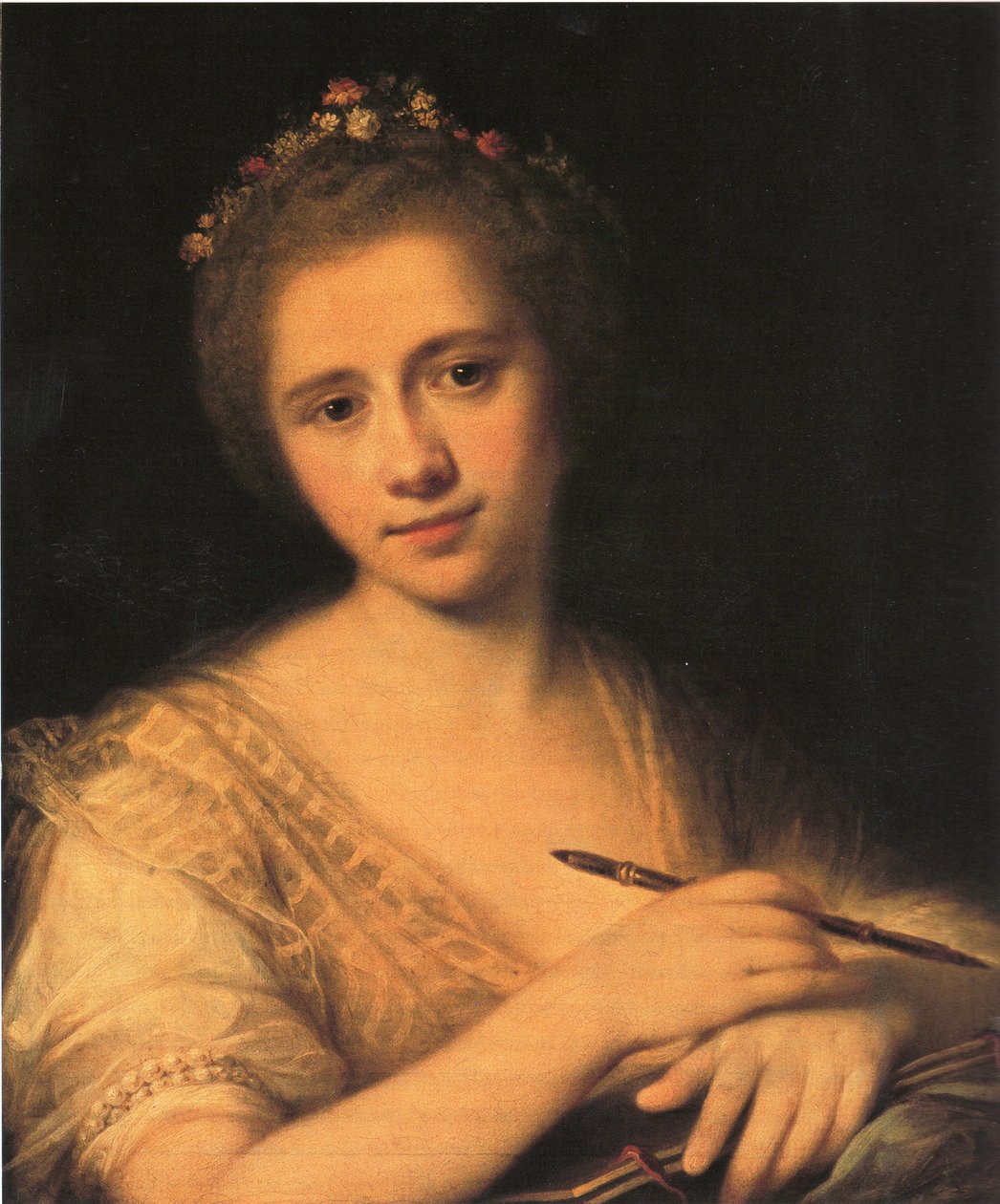 Angelica Kauffman selvportrett med blomsterkrans av Angelica Kauffmann