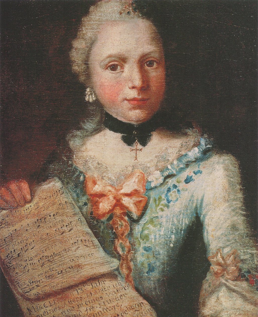 Selvportrett som sanger, med et noteark av Angelica Kauffmann