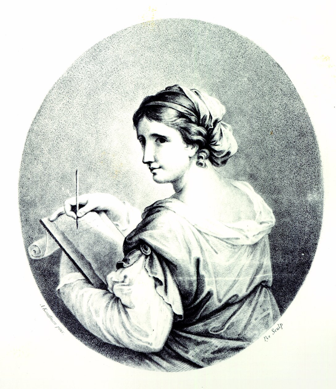 Sappho, gravert av Pye, 1774 av Angelica Kauffmann