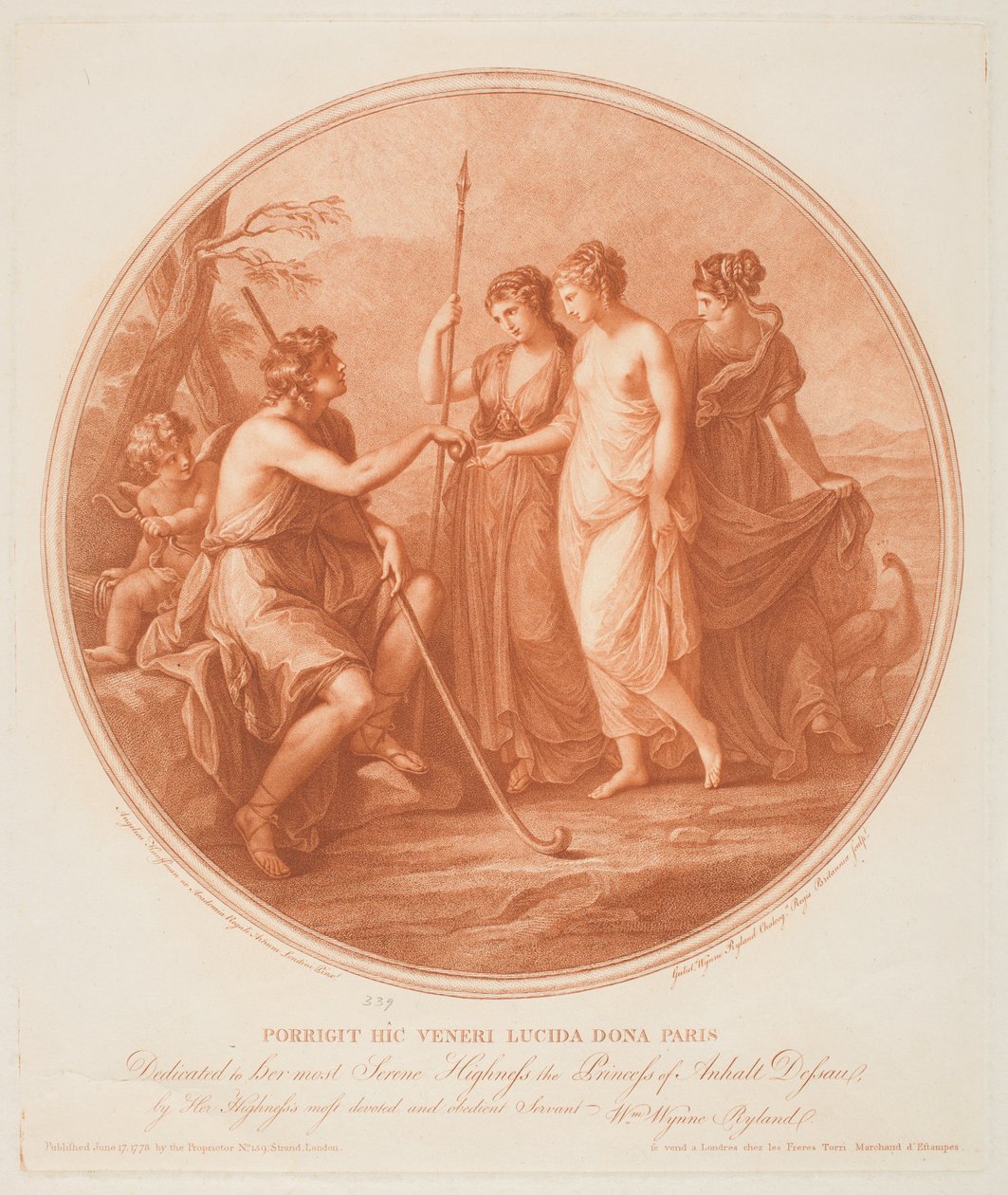 Dommen av Paris av Angelica (after) Kauffman