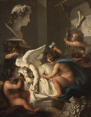 Skulptur (olje på lerret) av Angelica (attr. to) Kauffmann