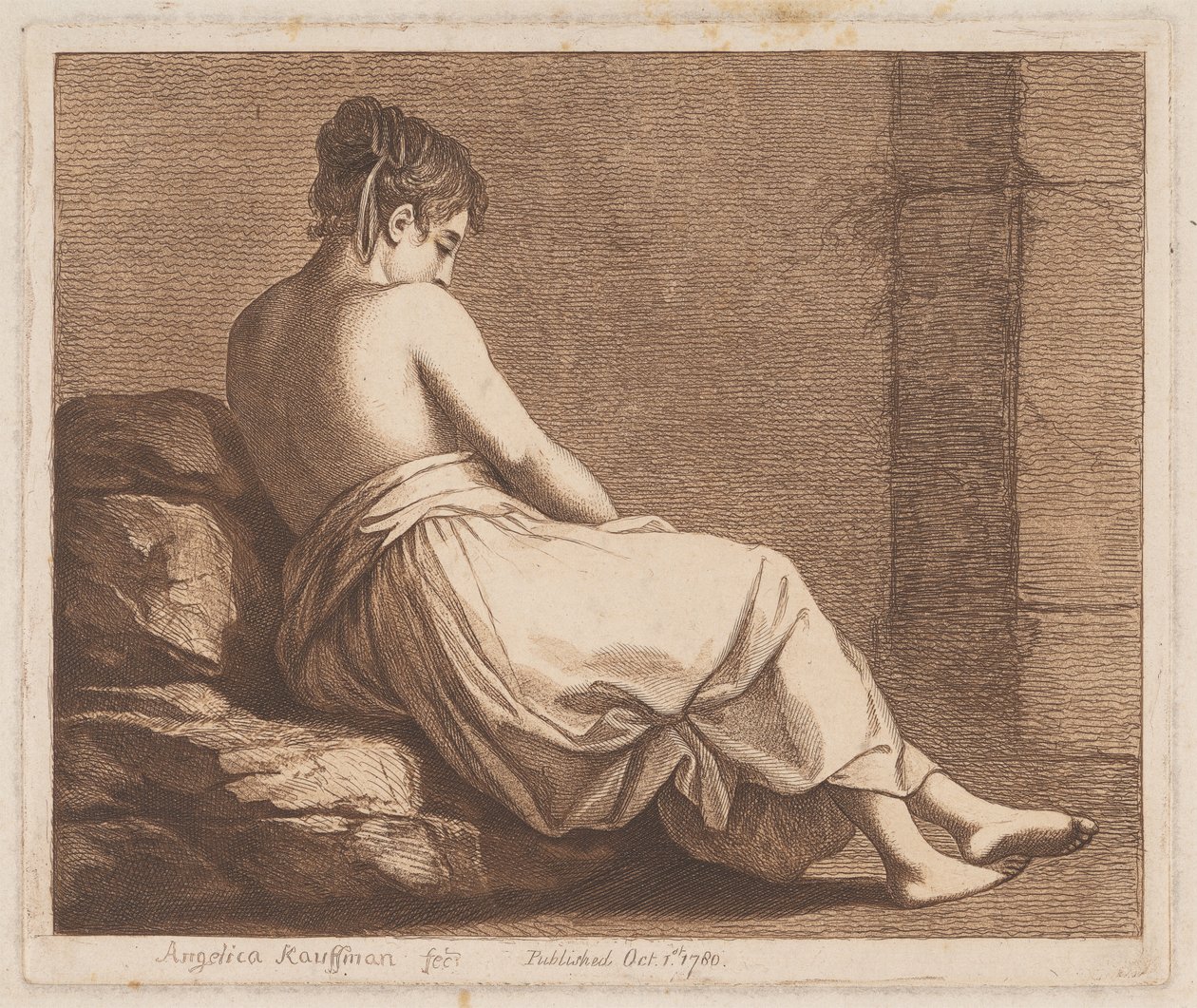 En kvinne sittende på steiner av Angelica Kauffmann