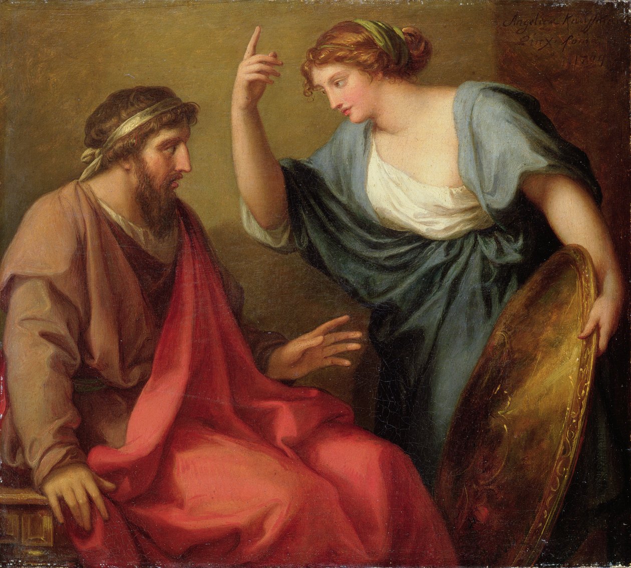 Egeria overlater Numa Pompilius sitt skjold, 1794 av Angelica Kauffmann