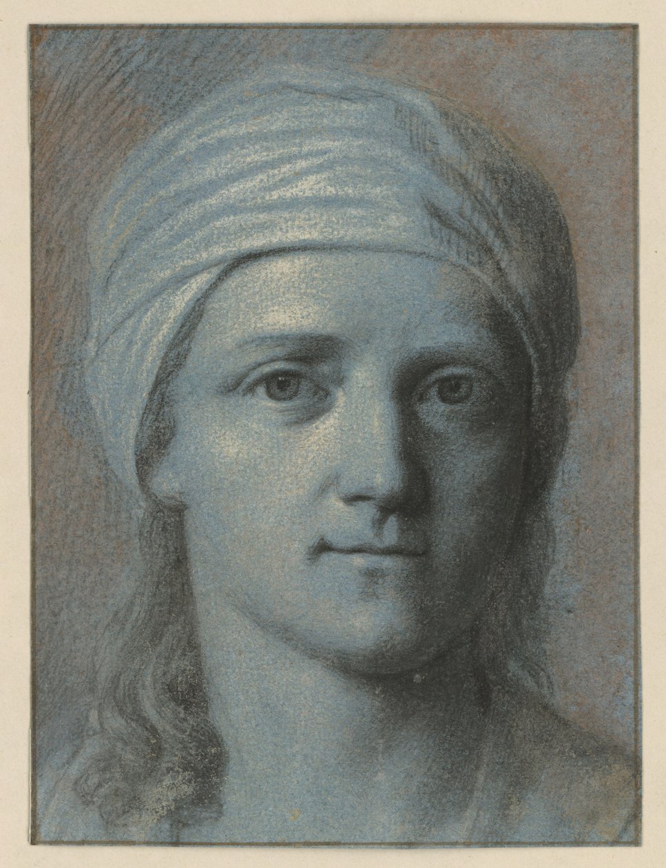 Kvinnehode sett forfra, med turban av Angelica Kauffmann