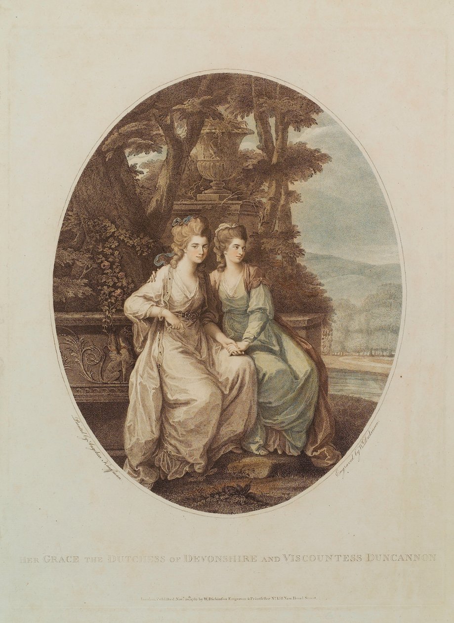 Hennes nåde hertuginnen av Devonshire og viscountesse Duncannon, gravert av W. Dickinson, 1782 av Angelica Kauffmann