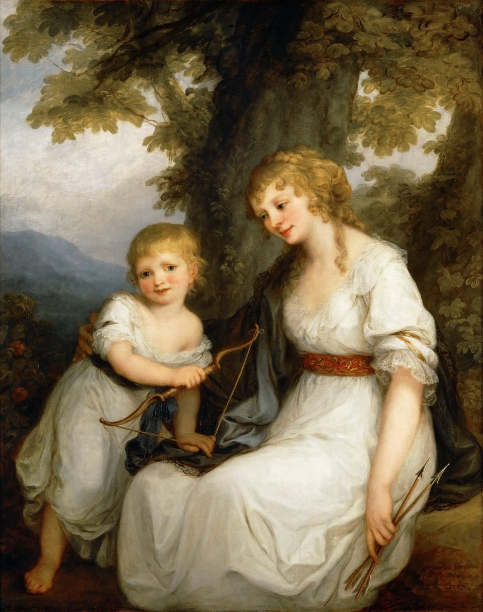 Portrett av Barbara Juliane von Krüdener 1764-1824 med sønnen Paul av Angelica Kauffmann