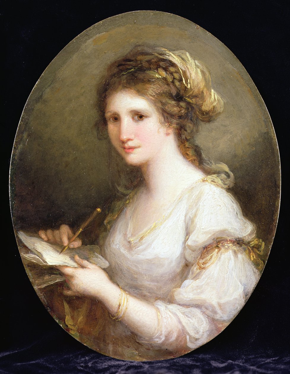 Portrett av en dame, muligens et selvportrett (olje på kobber) av Angelica Kauffmann
