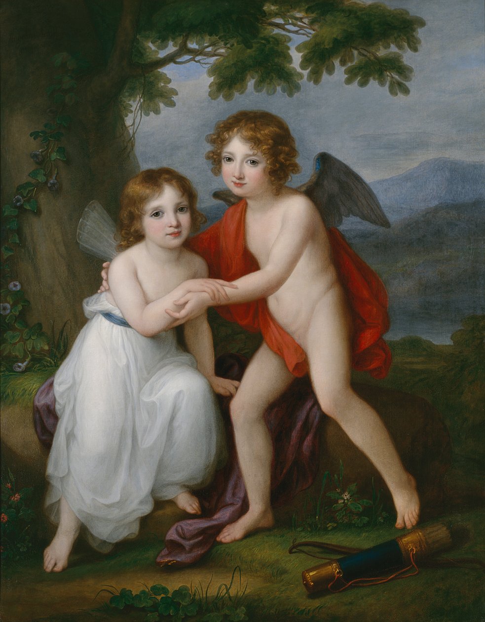 Portrett av Plymouth-søsknene som Amor og Psyche, 1795 av Angelica Kauffmann